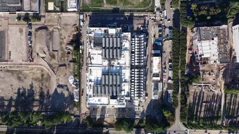 Construction of artifical intelligience computing centers, datacenters in Milan Stock Footage 320464778
