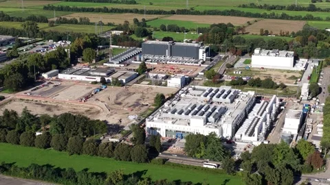 Construction of artifical intelligience computing centers, datacenters in Milan Stock Footage 320745318