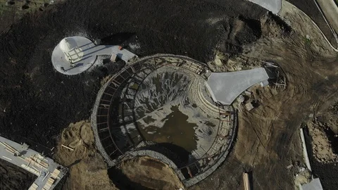 The construction of an artificial lake. Stock Footage 124591813