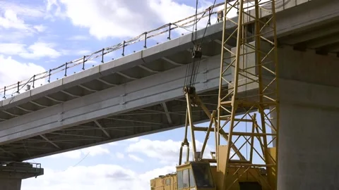 Construction of an automobile bridge at a construction site Video stock 105629701