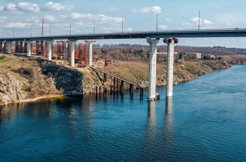 Construction of automobile bridge Stock Photos