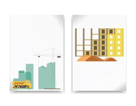 Construction backdrop. Building process web banner in flat style. Jpeg illust Stock Illustration