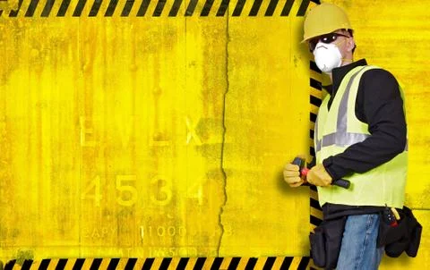Construction background with contractor on right side. large left side copy s Stock Illustration