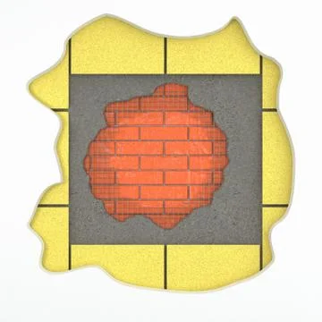 Construction background. wall with layers of materials. 3d Stock Illustration