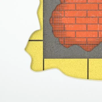 Construction background. wall with layers of materials. 3d Stock Illustration