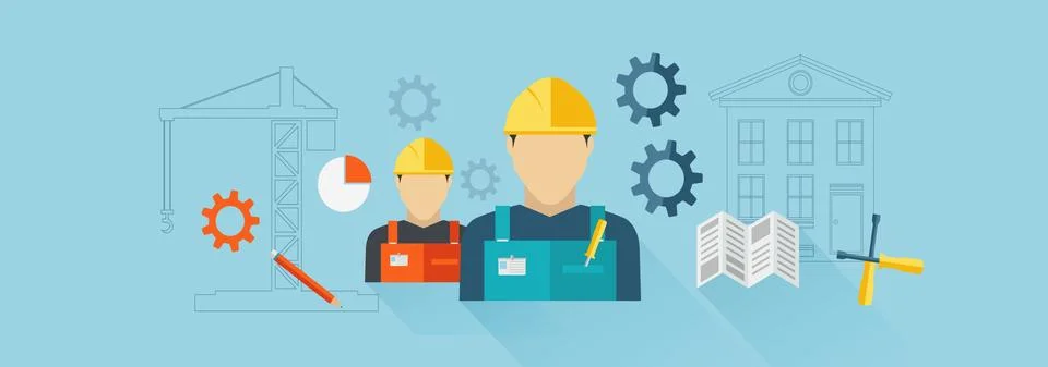 Construction banner, Builder Stock Illustration