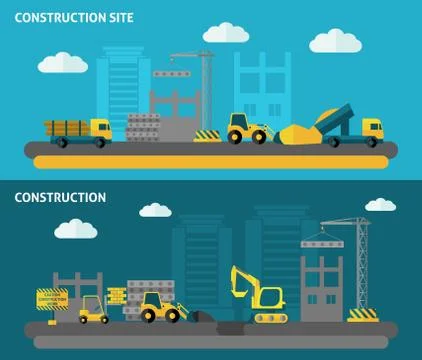 Construction Banner Set Stock Illustration
