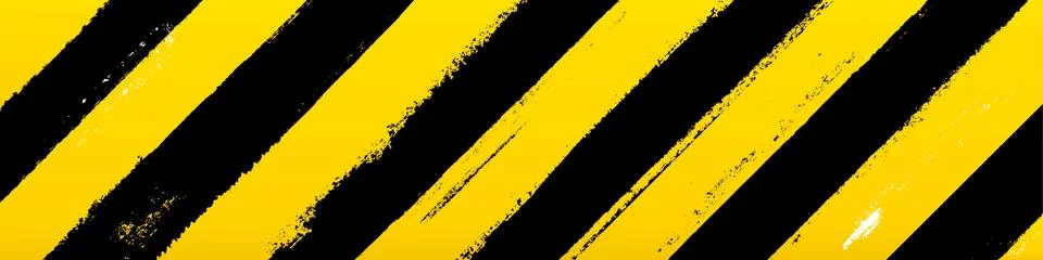 Construction banner. Yellow and black grunge stripes in diagonal. Stock Illustration