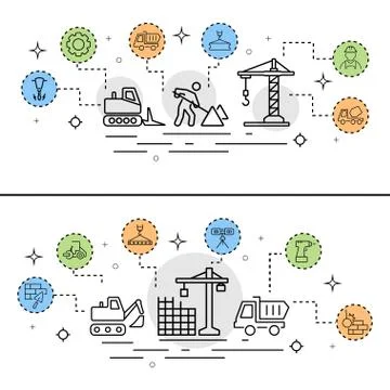 Construction banners in modern style. Vector illustration. Stock Illustration