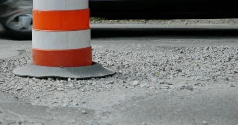 Construction Barrel Low Close Up with Car Video stock 65730523