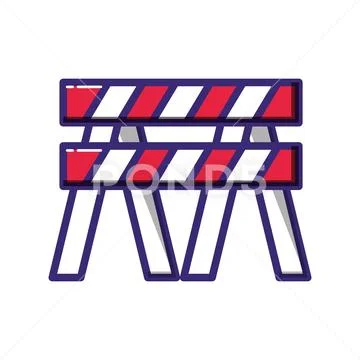 Construction barricade fence icon Stock Illustration