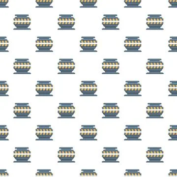 Construction barrier barrels seamless repeating pattern design Stock Illustration
