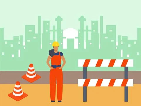 Construction Barrier Concept Illustration Stock Illustration