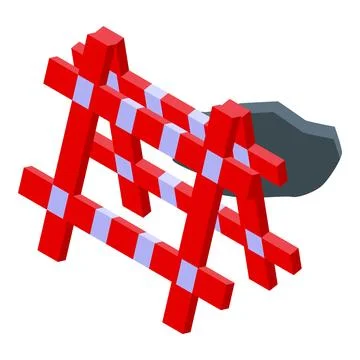 Construction barrier icon isometric vector. Female worker Stock Illustration