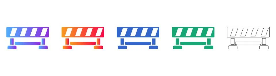Construction Barrier Vector Icon Set Stock Illustration