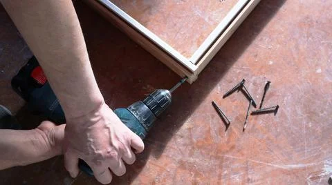 Construction of the base of the door frame Stock Photos