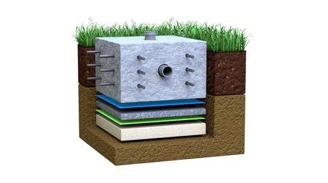 Construction base scheme isolated, industrial 3d illustration Stock Illustration