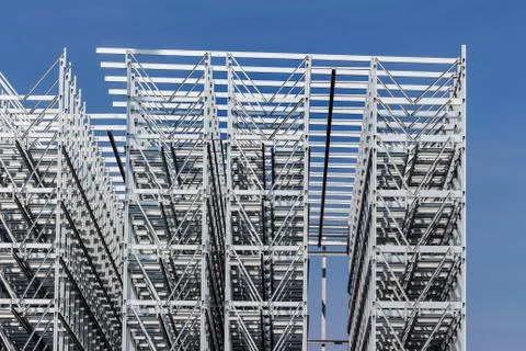 Construction of a bay warehouse Stock Photos