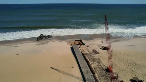Construction on the Beach in 4K Stock Footage 214376494