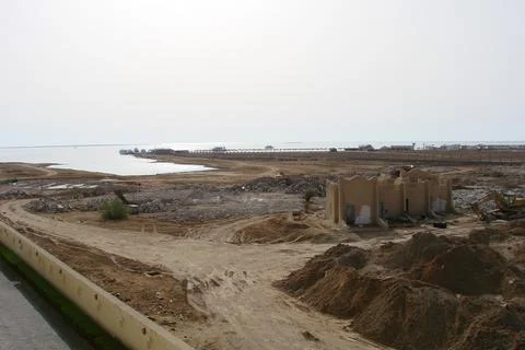 Construction on the beach in summer Stock Photos