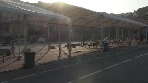 Construction begins on first temporary migrant reception center in Ceuta, Ceuta, Stock-Footage 342559587