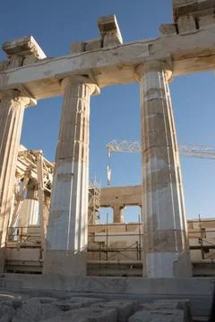 Construction being done on the Parthenon Stock Photos