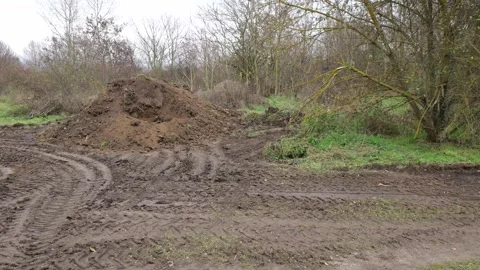 Construction of bicycle path in the countryside Stock Footage 296001761
