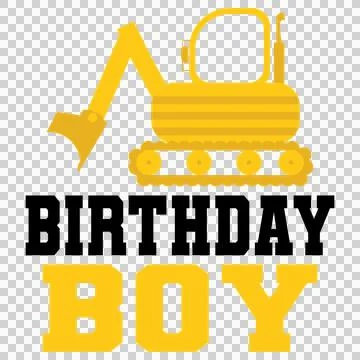 Construction Birthday Boy Featuring An Excavator Stock Illustration