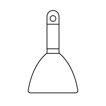 Construction black and white icon of a metal trowel, trowel with a wooden han Stock Illustration