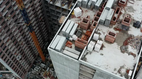 Construction Blocks on the Roof Stock Footage 125406422
