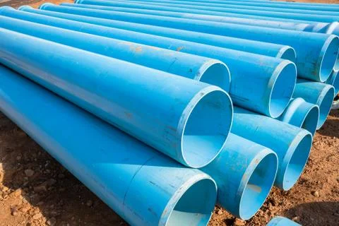 Construction Blue Pipes Stock Photos