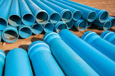 Construction Blue Pipes Stock Photos