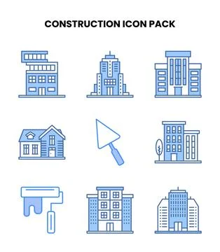Construction Blue Scalable Icons Pack Ilustración de archivo
