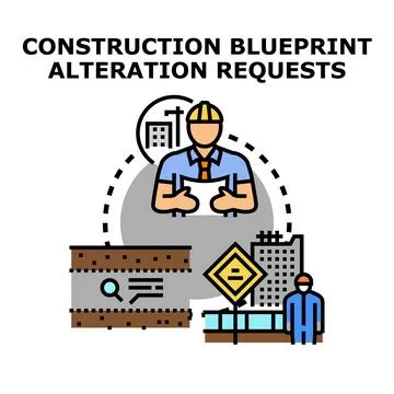 Construction blueprint alteration requests concept illustration Stock Illustration
