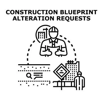 Construction blueprint alteration requests concept illustration Stock Illustration
