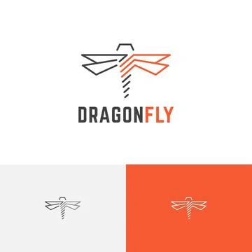 Construction Bolt Dragonfly Wings Fly Insect Line Abstract Logo Idea Stock Illustration