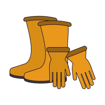 Construction boot and gloves Stock Illustration
