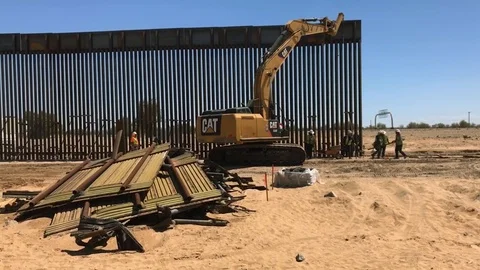 Construction of Border Wall* Stock Footage 115127035