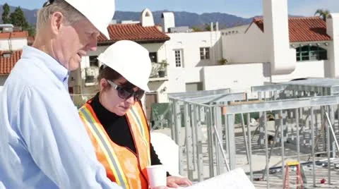 Construction Boss Gives Instructions to Worker Stock Footage 20482031