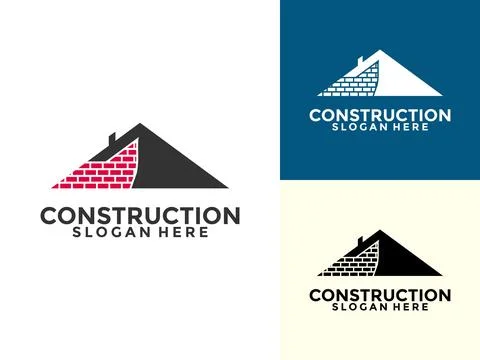 Construction with brick and building logo vector template Stock Illustration