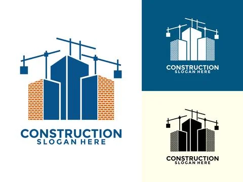 Construction with brick and building logo vector template Stock Illustration