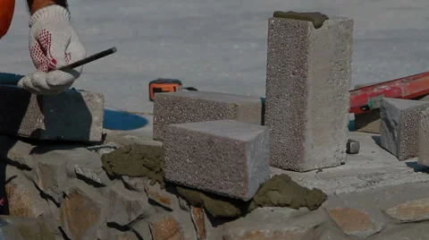 Construction of a brick house Stock Footage 61121532