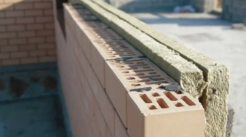 Construction of a brick house Stock Footage 61121533