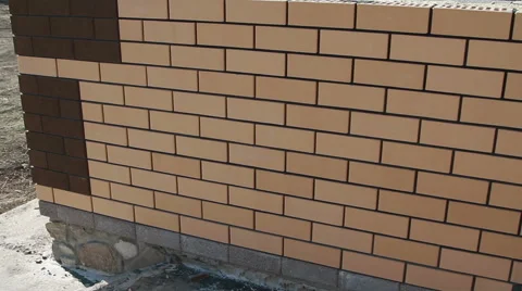Construction of a brick house Stock Footage 61121774