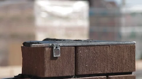 Construction of a brick house Stock Footage 61121778