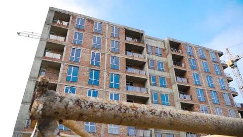 Construction of a brick house Stock Footage 120481810