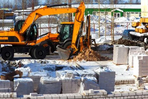 Construction of a brick house Stock Photos