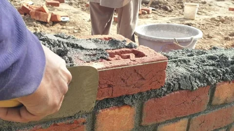Construction of brick house in rural area Stock-Footage 256773522