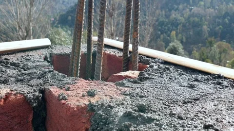 Construction of brick house in rural area Stock-Footage 256773523