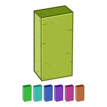 Construction brick standing upright on white background Stock Illustration